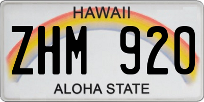 HI license plate ZHM920