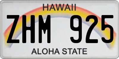 HI license plate ZHM925