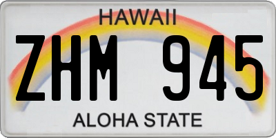 HI license plate ZHM945