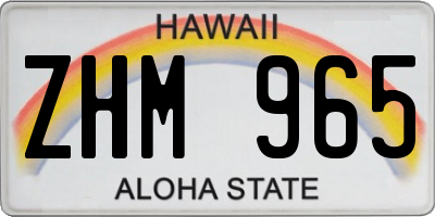 HI license plate ZHM965