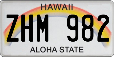 HI license plate ZHM982