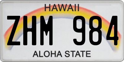 HI license plate ZHM984