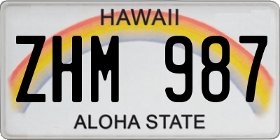 HI license plate ZHM987
