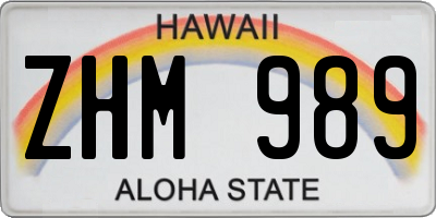 HI license plate ZHM989