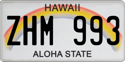 HI license plate ZHM993