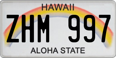 HI license plate ZHM997