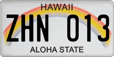 HI license plate ZHN013