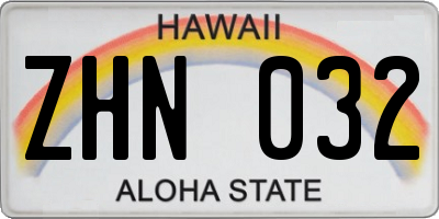 HI license plate ZHN032