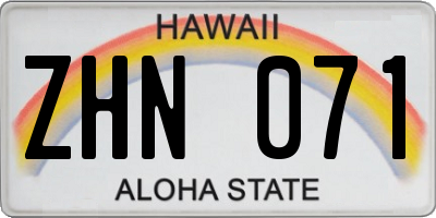 HI license plate ZHN071
