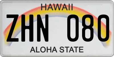 HI license plate ZHN080