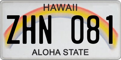 HI license plate ZHN081