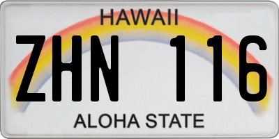 HI license plate ZHN116