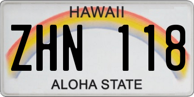 HI license plate ZHN118
