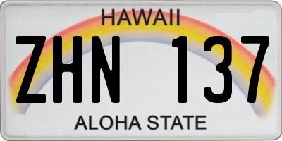 HI license plate ZHN137
