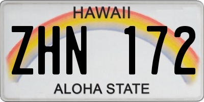 HI license plate ZHN172