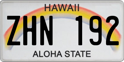 HI license plate ZHN192