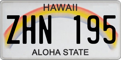HI license plate ZHN195