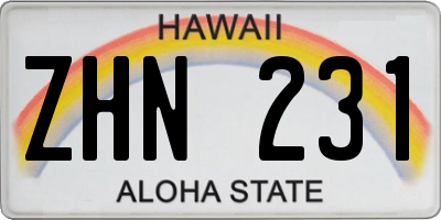 HI license plate ZHN231