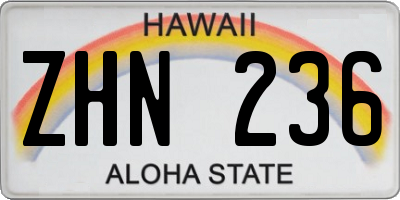 HI license plate ZHN236