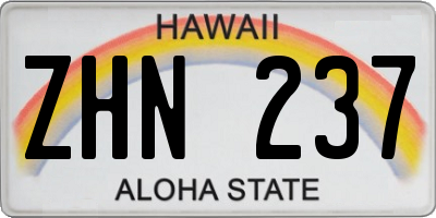 HI license plate ZHN237