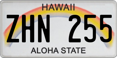 HI license plate ZHN255