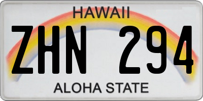 HI license plate ZHN294