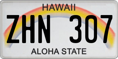 HI license plate ZHN307