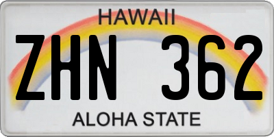 HI license plate ZHN362
