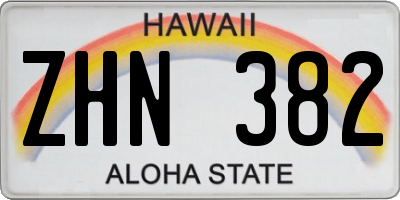 HI license plate ZHN382