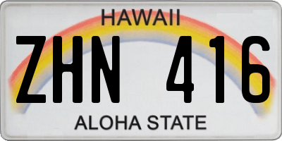 HI license plate ZHN416