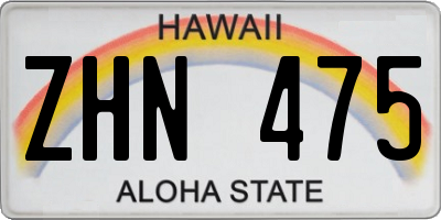 HI license plate ZHN475