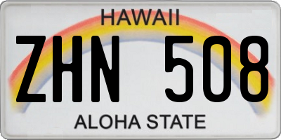 HI license plate ZHN508