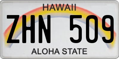 HI license plate ZHN509