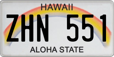 HI license plate ZHN551