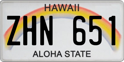 HI license plate ZHN651