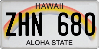 HI license plate ZHN680