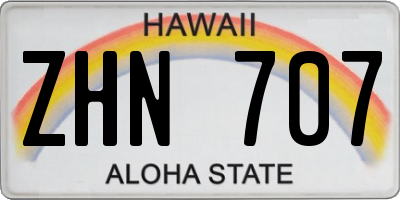 HI license plate ZHN707