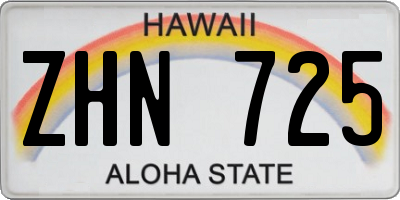 HI license plate ZHN725