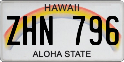 HI license plate ZHN796