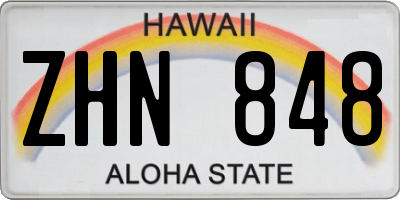 HI license plate ZHN848