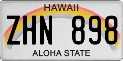 HI license plate ZHN898