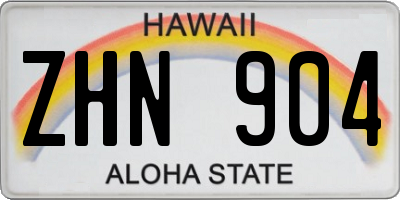 HI license plate ZHN904