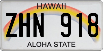 HI license plate ZHN918