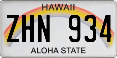 HI license plate ZHN934