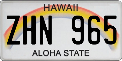 HI license plate ZHN965