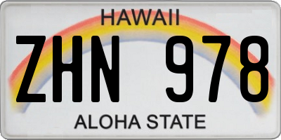 HI license plate ZHN978
