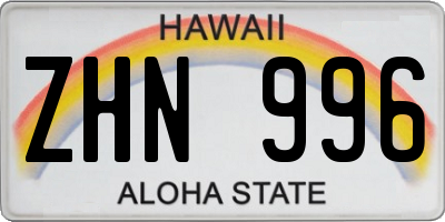 HI license plate ZHN996