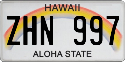 HI license plate ZHN997