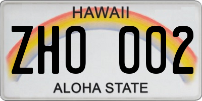 HI license plate ZHO002