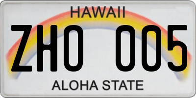 HI license plate ZHO005